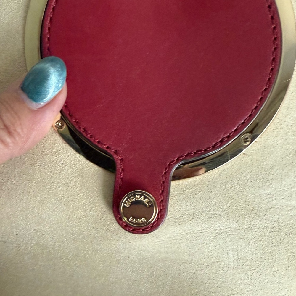 Micheal Kors Scout Camera Red Leather Crossbody. Gold Accents - Picture 4 of 13